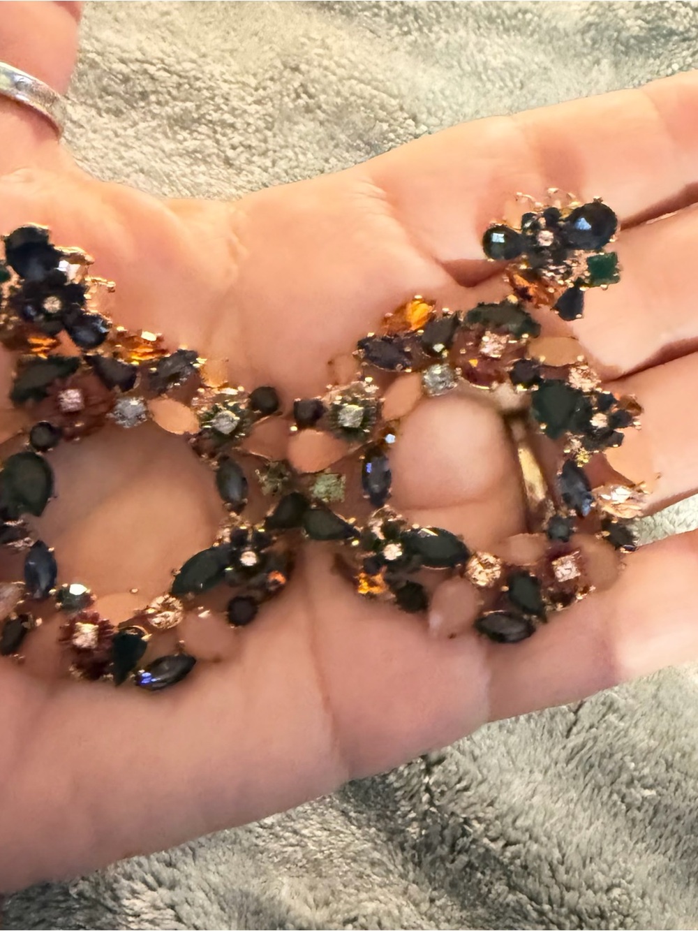 J.Crew Colorful Floral Hoop Wreath Statement Earrings - Multi Fall Winter colors - Picture 2 of 6